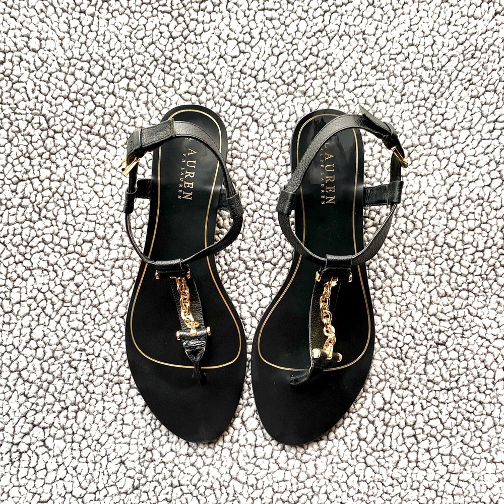 Ralph Lauren Gold Chain Detail Sandal Sz 8.5